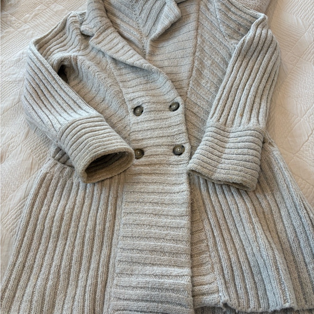 Lucky Brand Gray Ribbed Cardigan Sweater